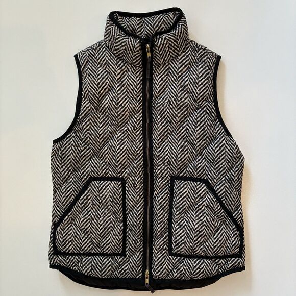 J Crew Quilted Herringbone Down Feather Fill Vest Jacket Women’s Size Small Warm - Picture 1 of 9